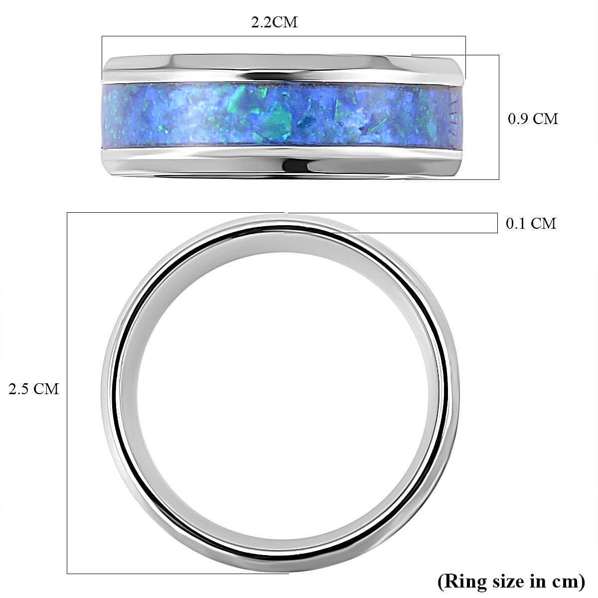 Lab Created Opal Unisex Ring in Stainless Steel