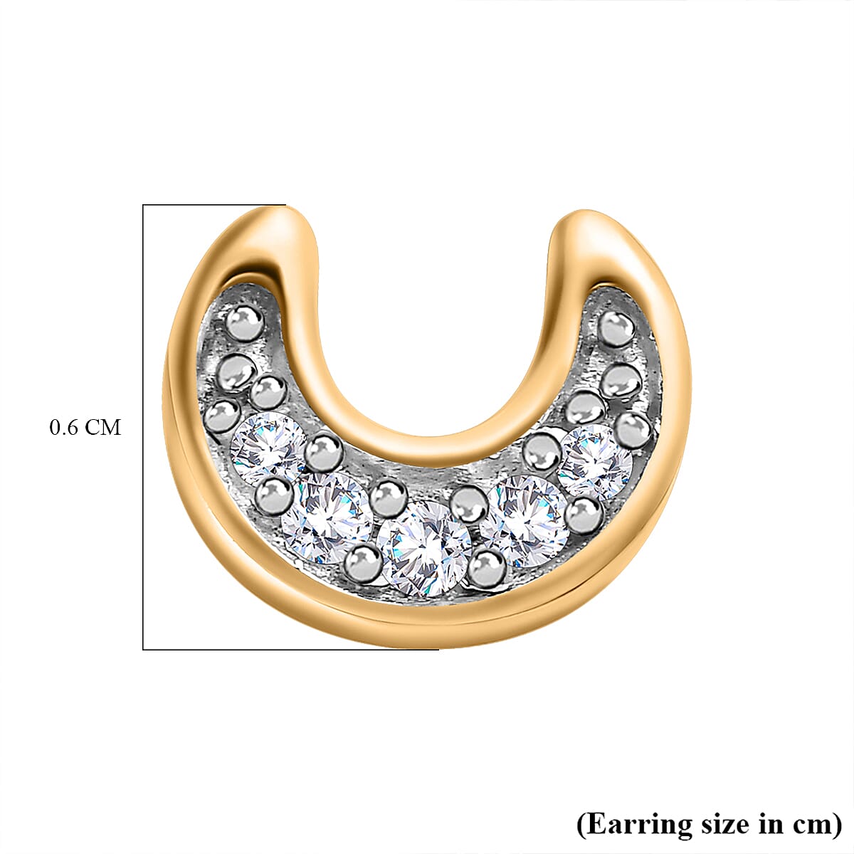 Diamond Stud Moon Earrings (with Push Back) in 18K Vermeil Yellow Gold Plated Sterling Silver 0.058 Ct. Diamond Stud Moon Earrings (with Push Back) in 18K Vermeil Yellow Gold Plated Sterling Silver 0.058 Ct.