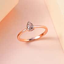 14K Rose Gold SGL Certified Champagne Diamond (I1) Solitaire Wedding Band Ring 0.50 Ct.