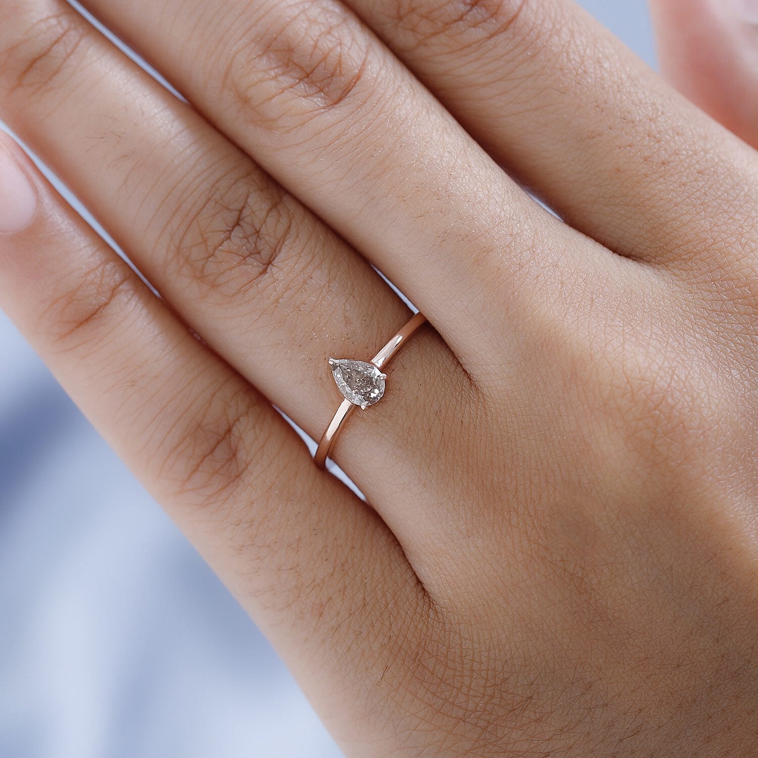 14K Rose Gold SGL Certified Champagne Diamond (I1) Solitaire Ring 0.50 Ct.