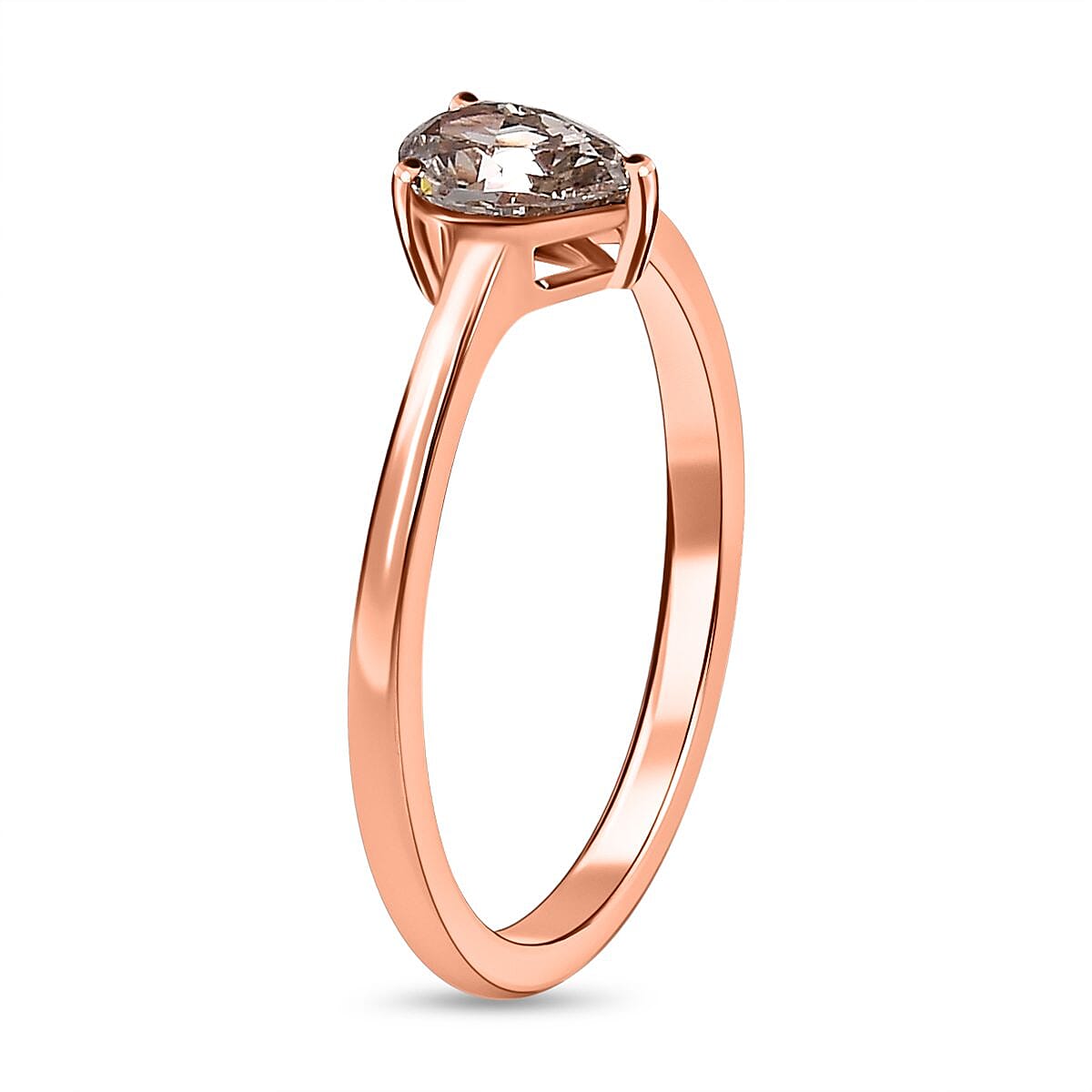 14K Rose Gold SGL Certified Champagne Diamond (I1) Solitaire Ring 0.50 Ct.