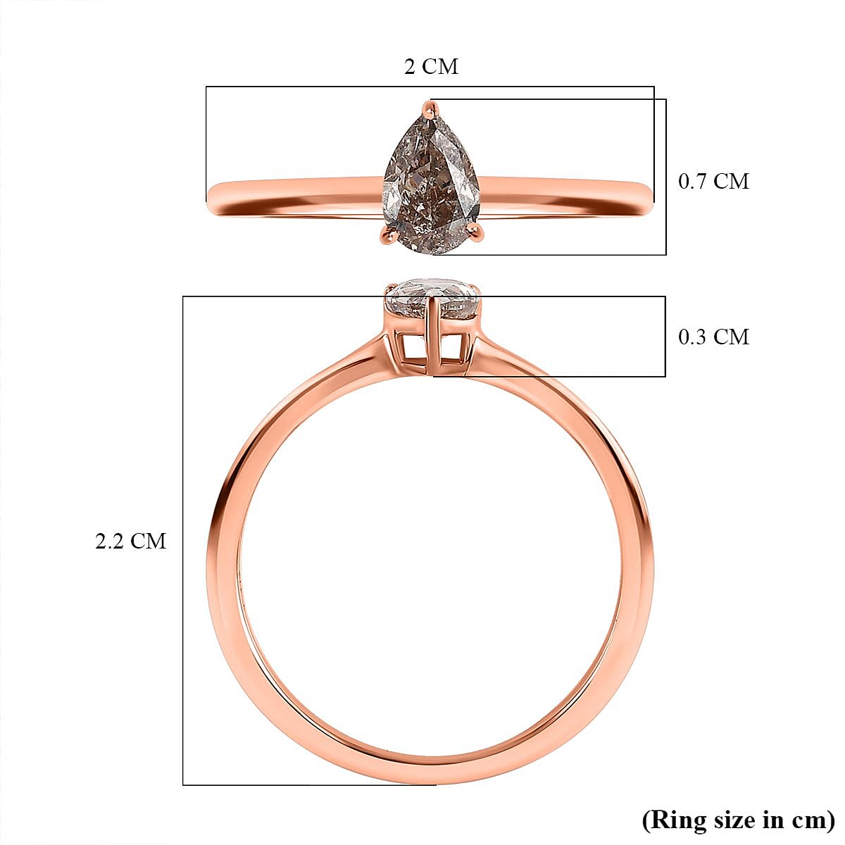 14K Rose Gold SGL Certified Champagne Diamond (I1) Solitaire Ring 0.50 Ct.