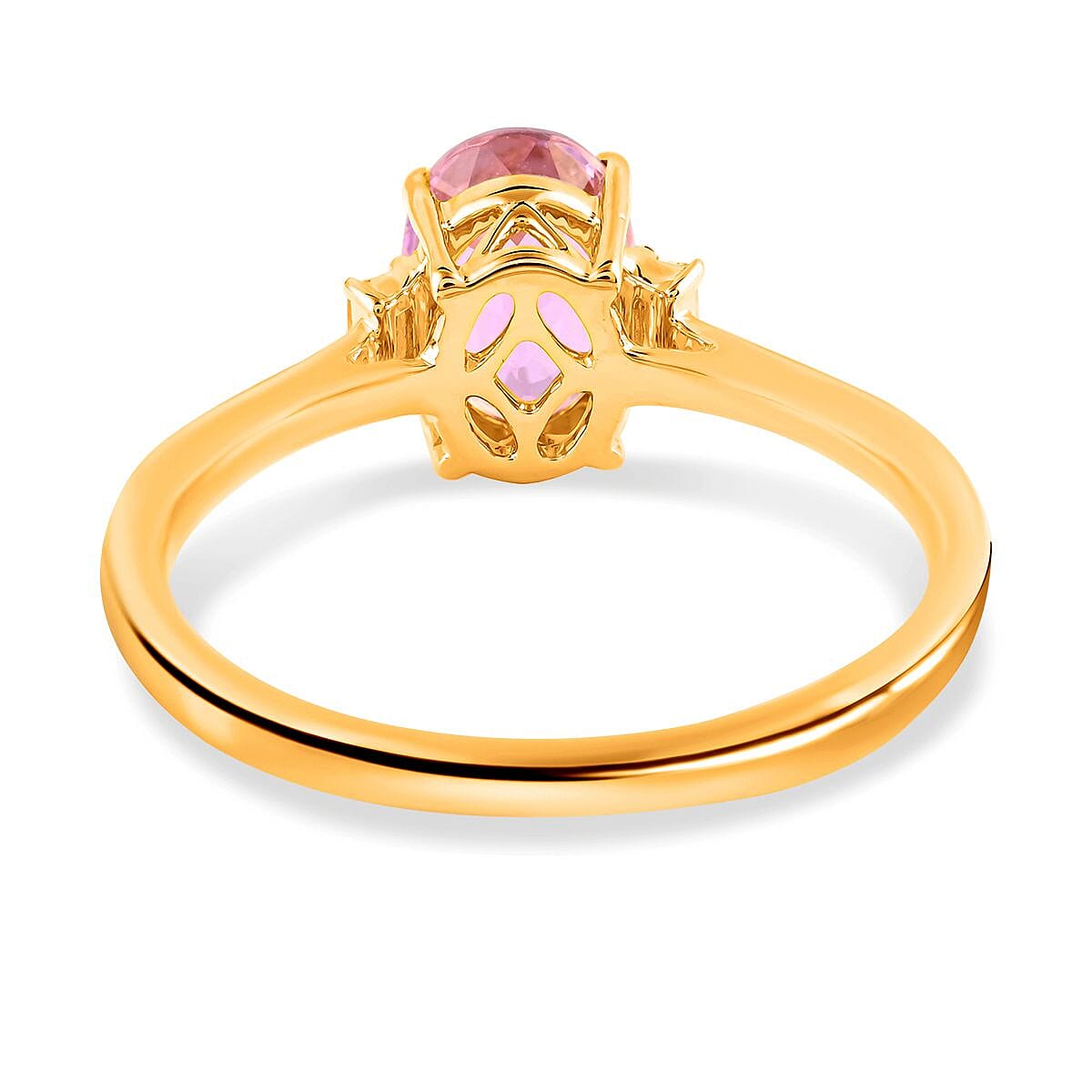 18K Yellow Gold AAAA Patroke Kunzite and Diamond (SI) Ring 1.74 Ct