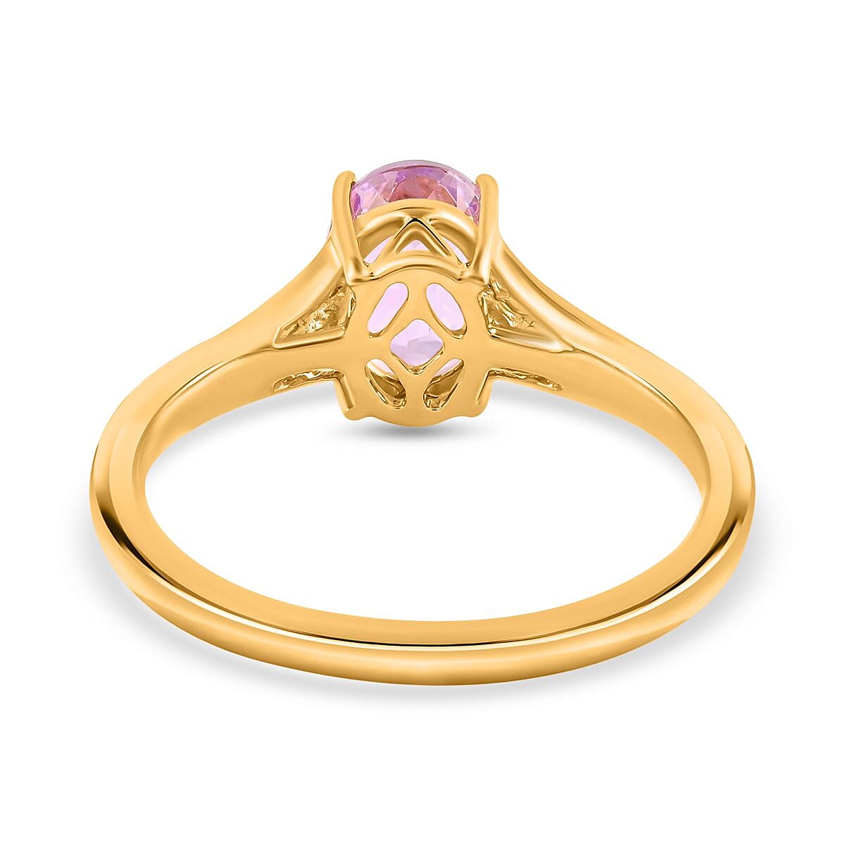 18K Yellow Gold AGI Certified AAAA Patroke Kunzite and Diamond (SI-G-H) Ring 1.76 Ct
