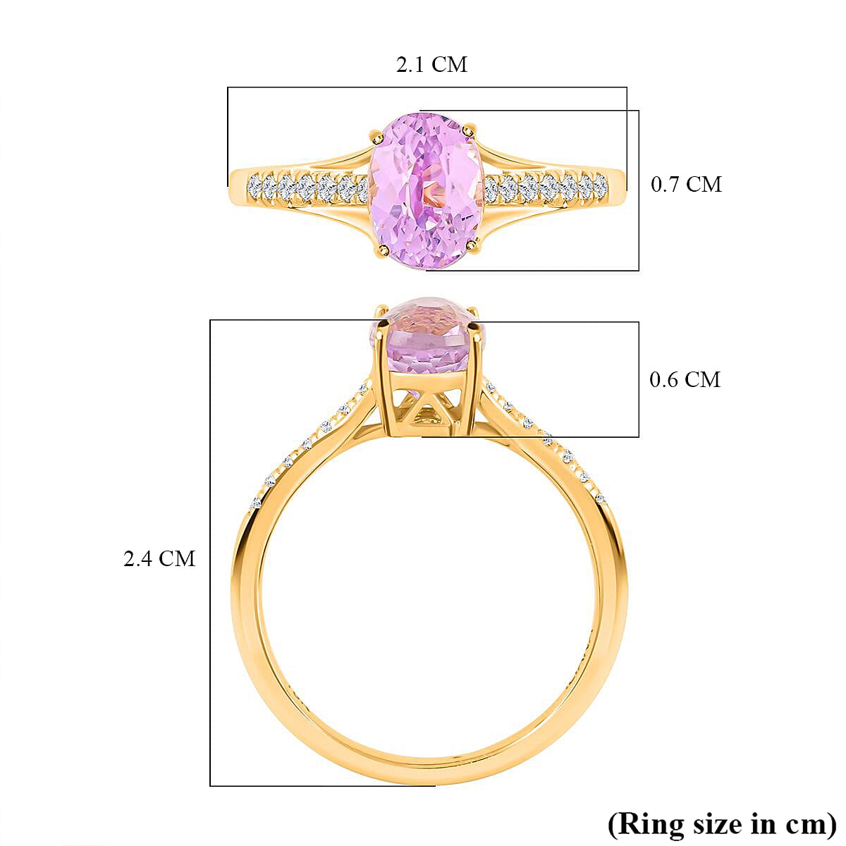 18K Yellow Gold AGI Certified AAAA Patroke Kunzite and Diamond (SI-G-H) Ring 1.76 Ct