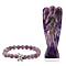 Handcarved Amethyst Guardian Angel Figurine Sculpture (Size 8 Cm) & Butterfly Stretchable Bracelet Presented in Velvet Pouch With Gift Card