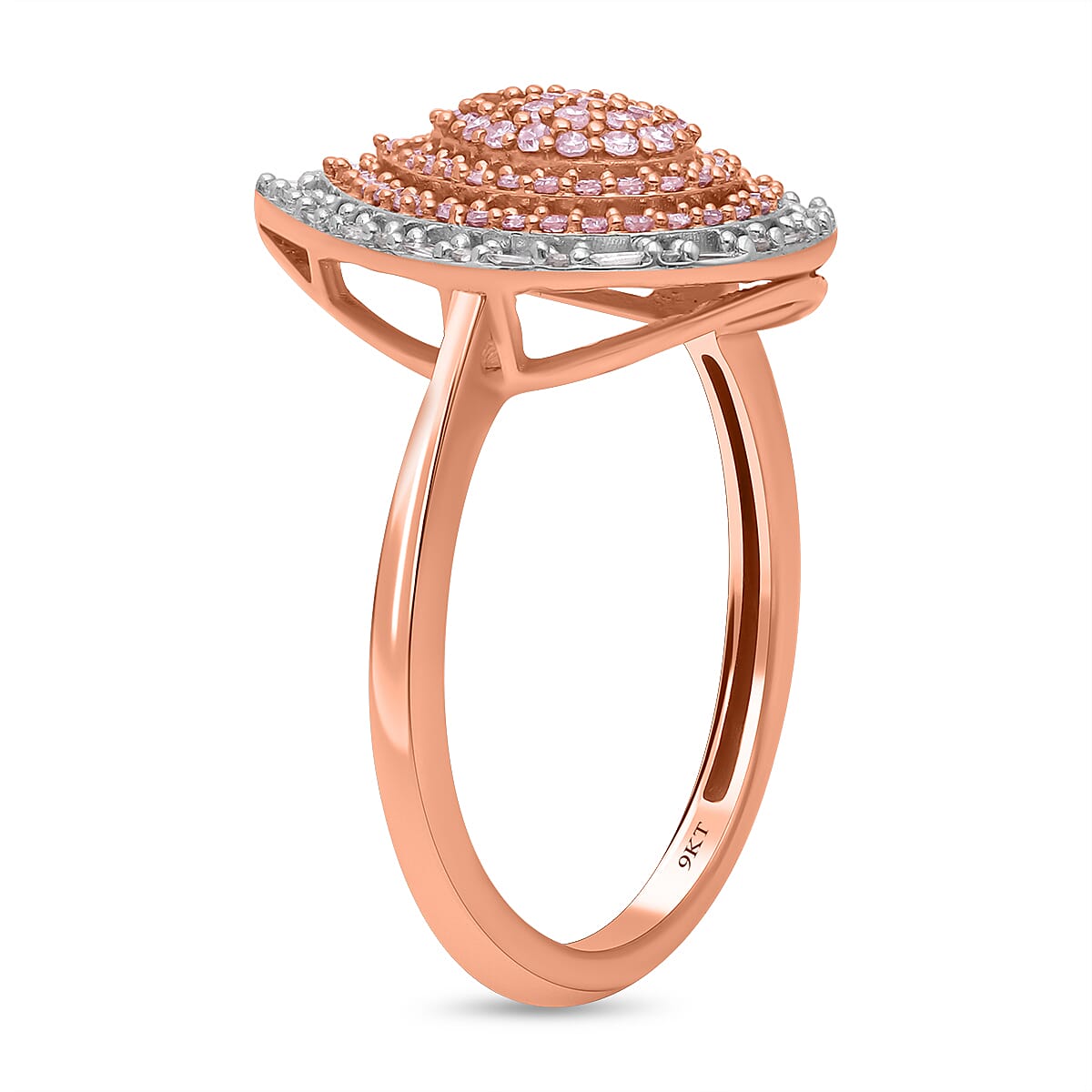 9K Rose Gold SGL Certified Natural Pink Diamond and White Diamond Ring 0.50 Ct.