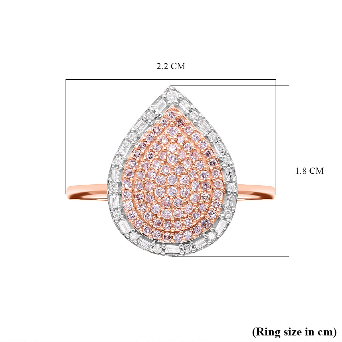 9K Rose Gold SGL Certified Natural Pink Diamond and White Diamond Ring 0.50 Ct.