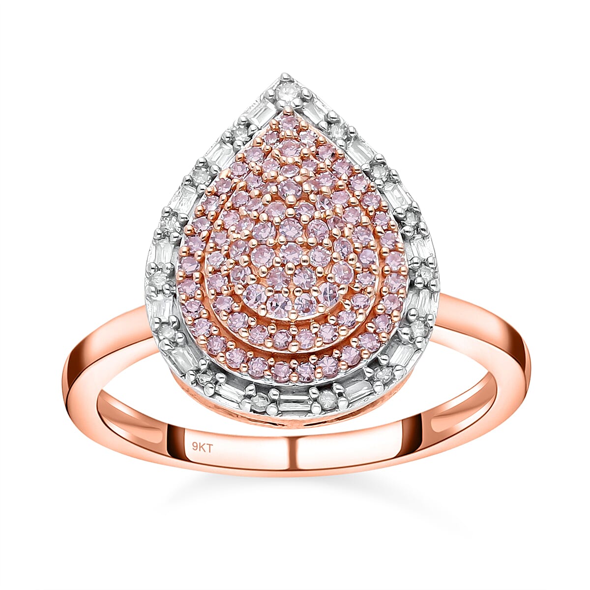 9K Rose Gold SGL Certified Natural Pink Diamond and White Diamond Ring 0.50 Ct.