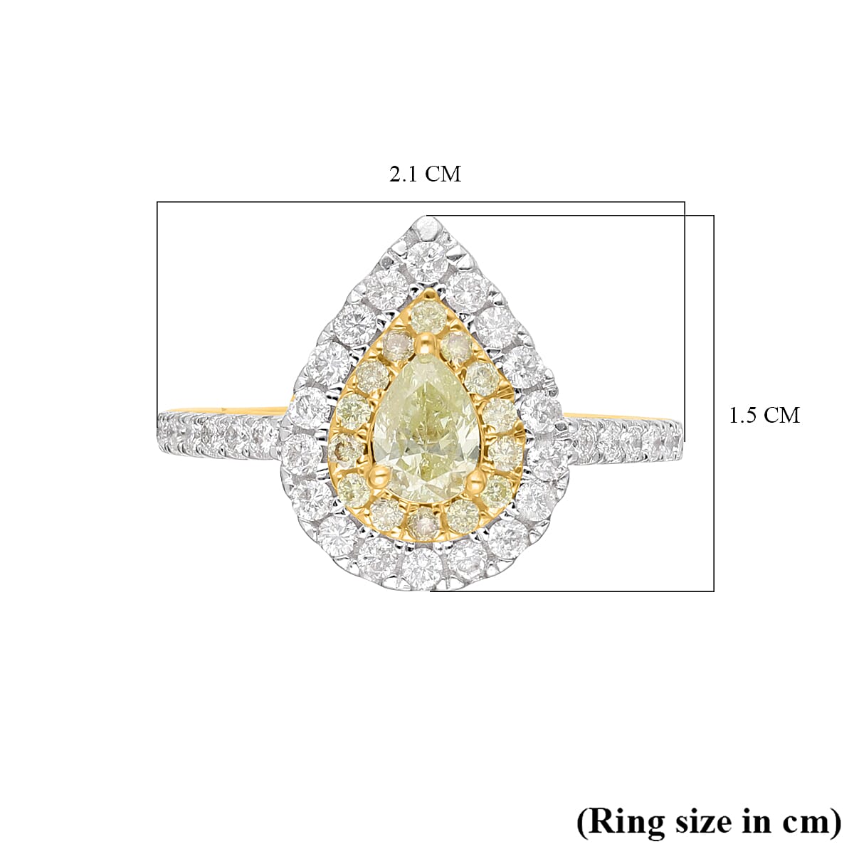 14K Yellow Gold SGL Certified Natural Yellow Diamond (I1-I2) and White Diamond (I1-I2-G-H) Ring 1.00 Ct