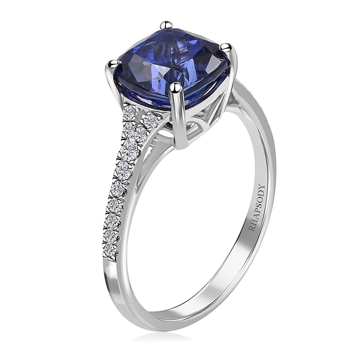 950 Platinum  AAAA  Tanzanite   White Diamond  VS Ring 2.87 ct,  Platinum Wt. 4.43 Gms  2.866  Ct.