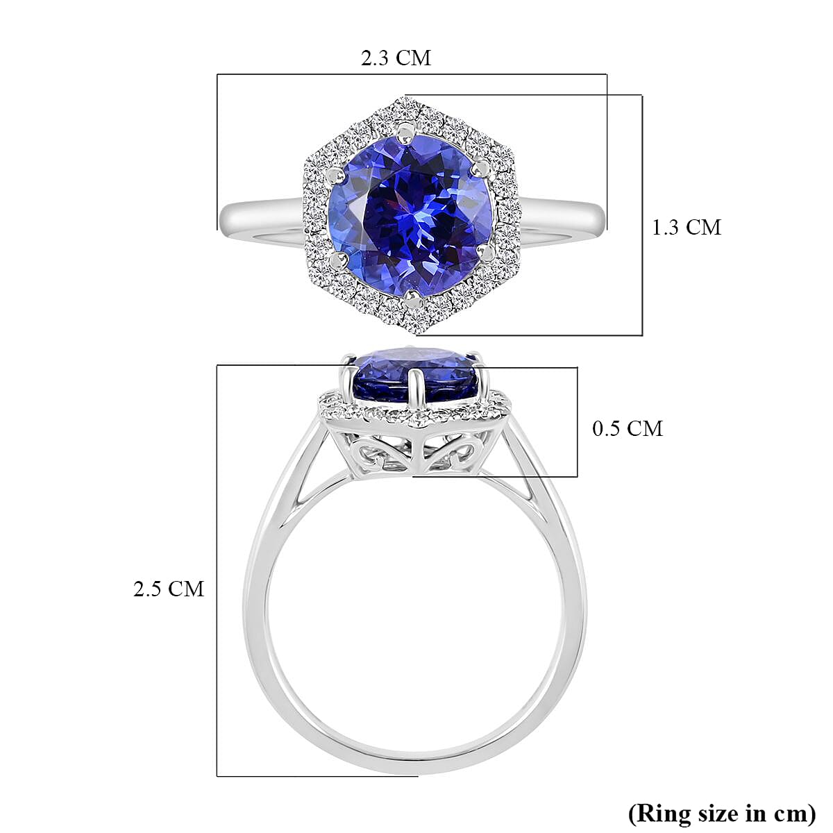 950 Platinum  AAAA  Tanzanite   White Diamond  VS Ring 2.87 ct,  Platinum Wt. 4.43 Gms  2.866  Ct.