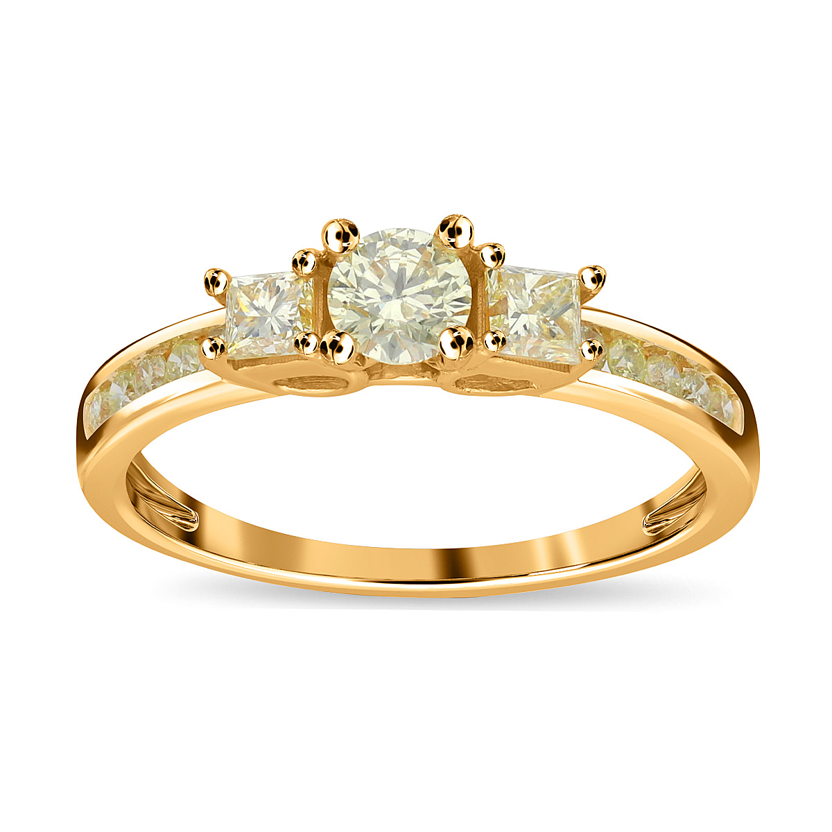 14K Yellow Gold SGL Certified Natural Yellow (Center Dia 0.40 Ct Solitaire) Diamond (I1-I2) Engagement Ring 1.00 Ct.
