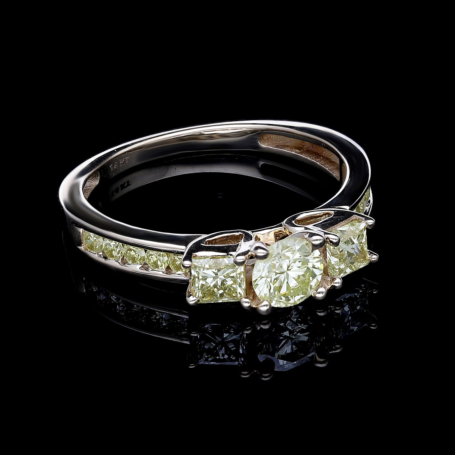 14K Yellow Gold SGL Certified Natural Yellow (Center Dia 0.40 Ct Solitaire) Diamond (I1-I2) Ring 1.00 Ct.