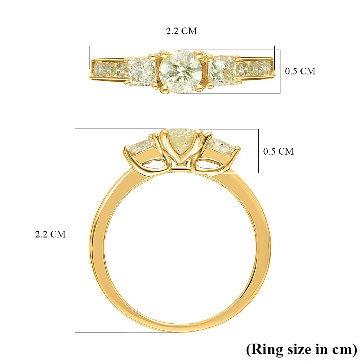 14K Yellow Gold SGL Certified Natural Yellow (Center Dia 0.40 Ct Solitaire) Diamond (I1-I2) Ring 1.00 Ct.