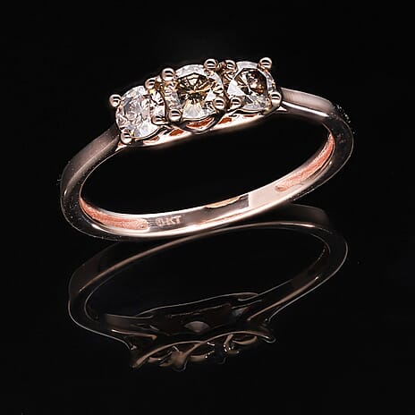 9K Rose Gold SGL Certified Champagne Diamond Ring 0.50 Ct