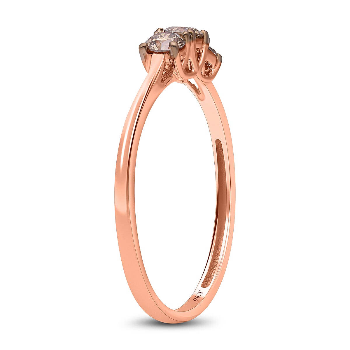 9K Rose Gold SGL Certified Natural Champagne Diamond Ring 0.50 Ct