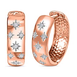Moissanite Hoop Earrings in 18K Rose Gold Vermeil Plated Sterling Silver, Silver Wt. 5.4 GM