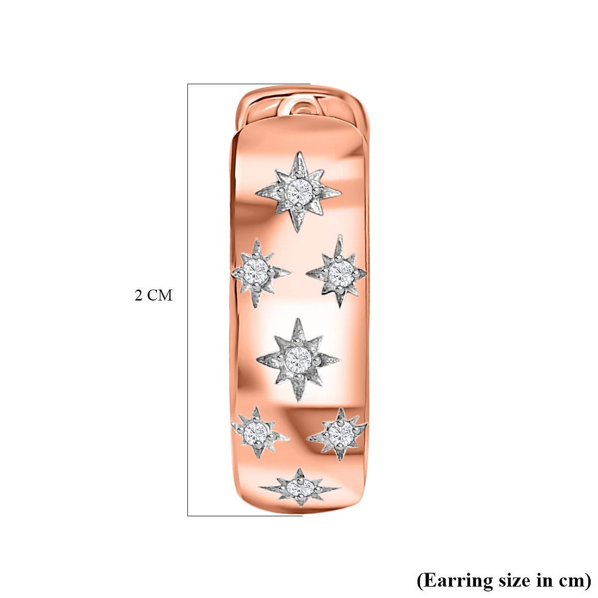 Moissanite Hoop Earrings in 18K Vermeil Rose Gold Plated Sterling Silver, Silver Wt. 6.20 Gms.