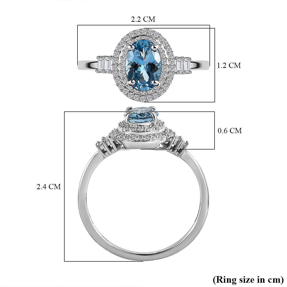 Glenstones 14K White Gold AAA Santamaria Aquamarine and (G-H) Diamond Ring 1.05 Ct.