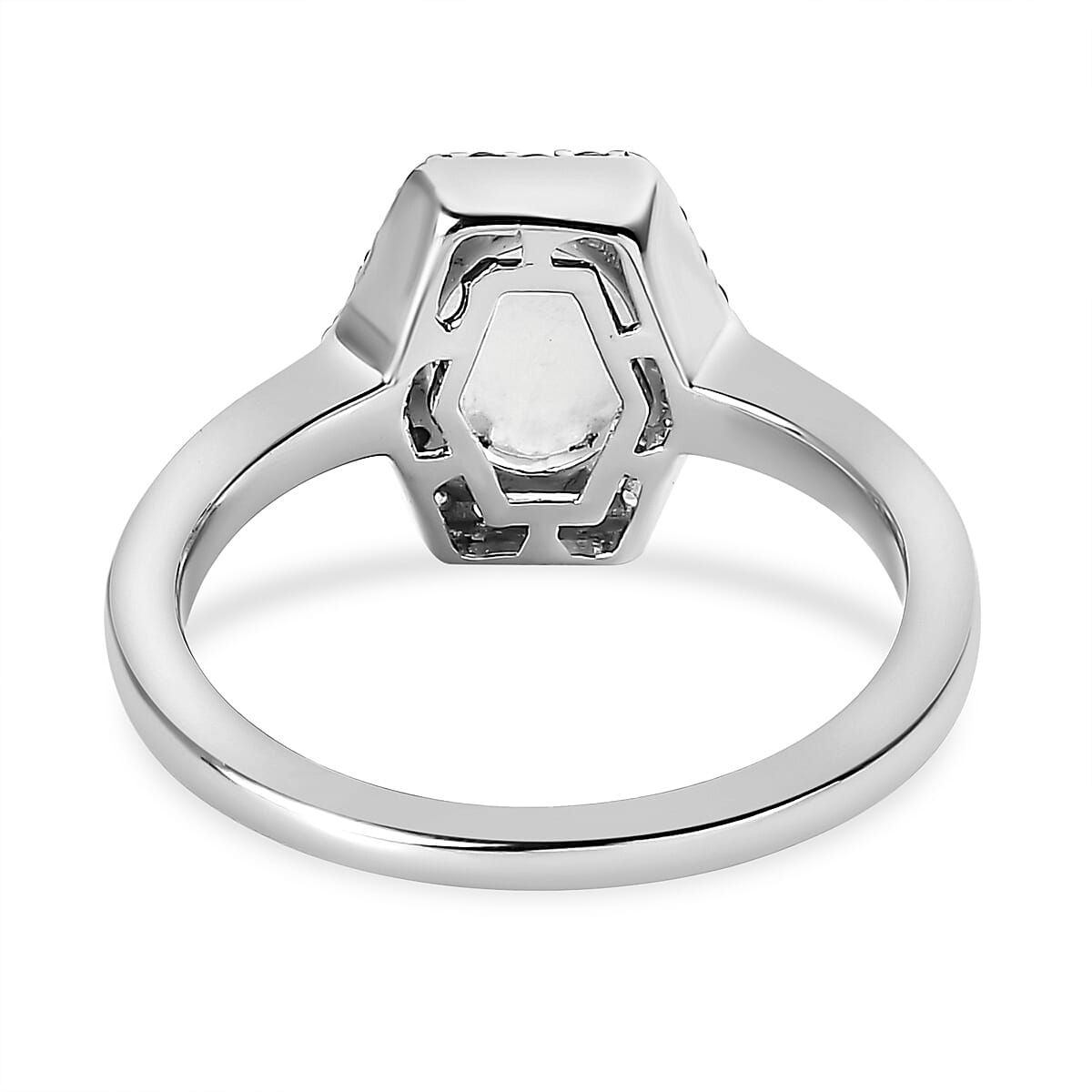 Moon Glow Stone & Natural Zircon Ring in Sterling Silver