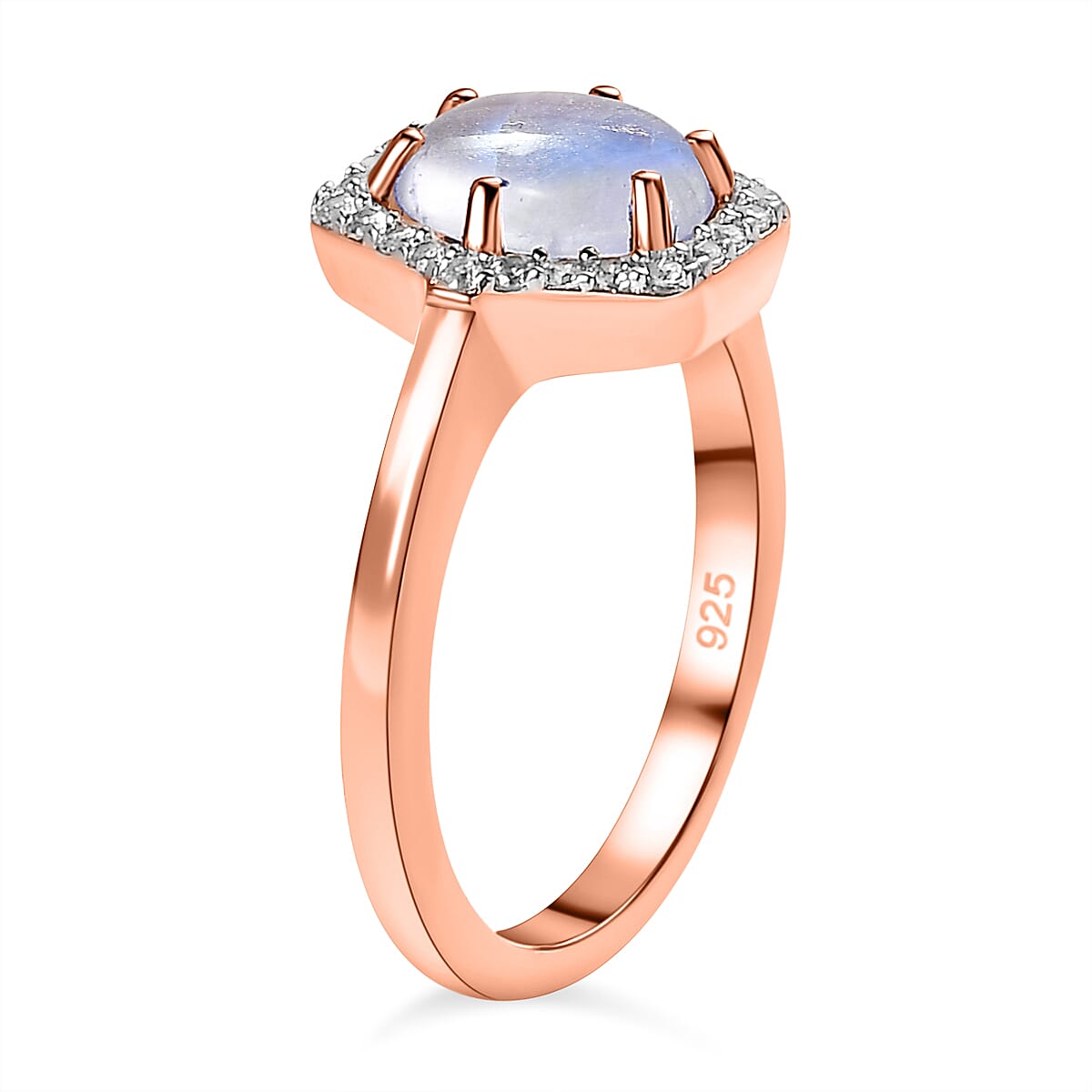 Moon Glow Stone & Natural Zircon Ring in Sterling Silver
