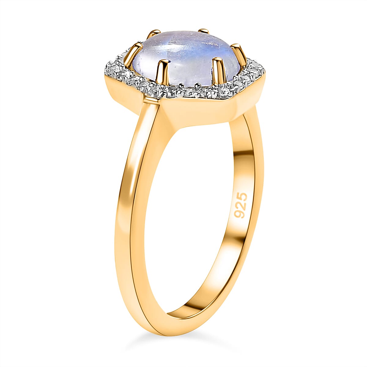 Moon Glow Stone & Natural Zircon Ring in Sterling Silver