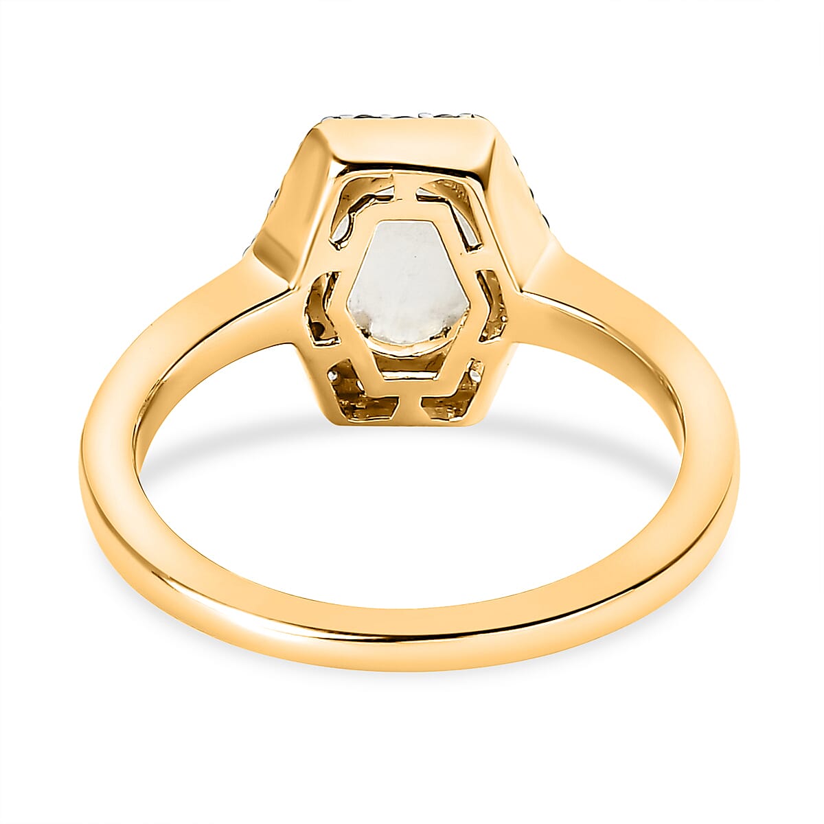 Moon Glow Stone & Natural Zircon Ring in Sterling Silver