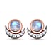 Rainbow Moonstone & Natural Zircon Stud Earrings in 18K Rose Gold Vermeil Plated Sterling Silver 1.41 Ct.