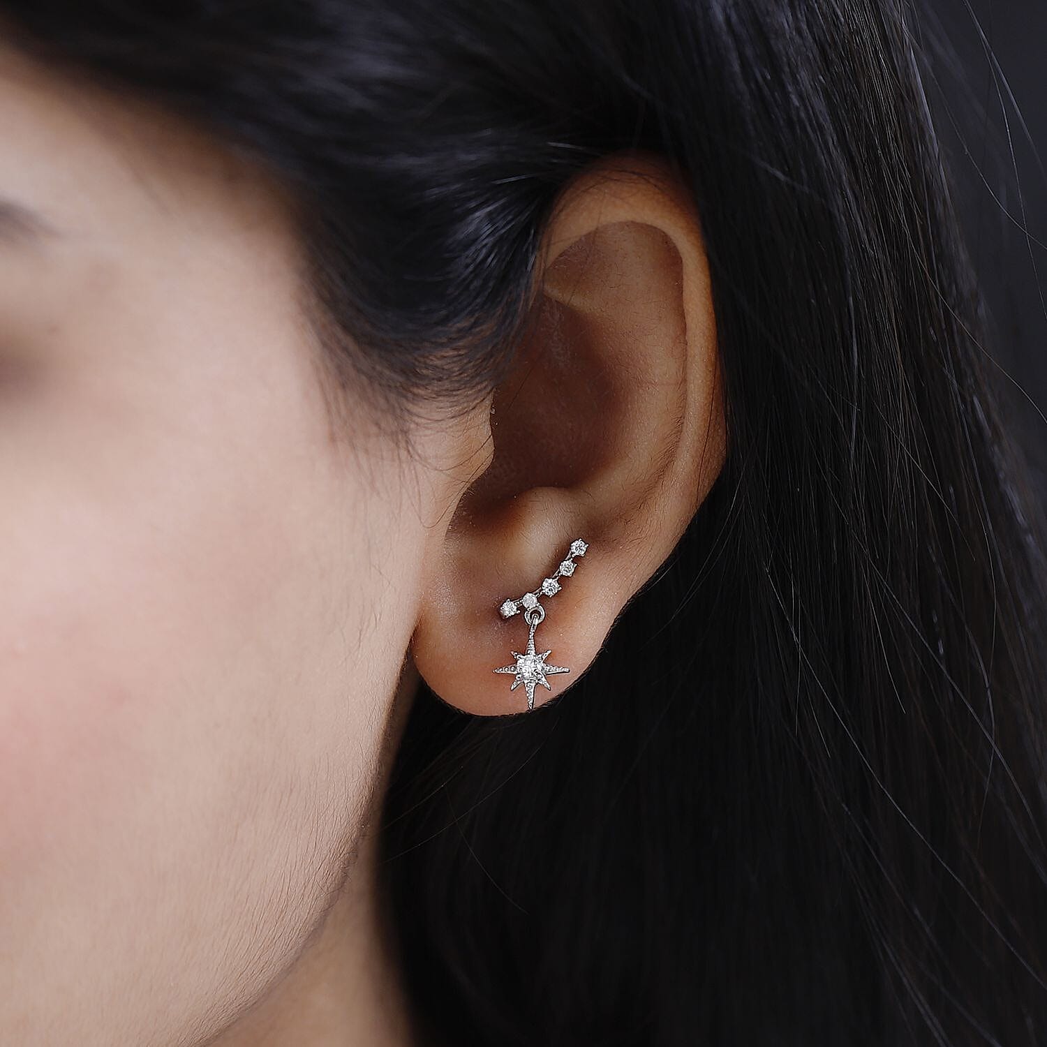 Moissanite Earrings in Platinum Overlay Sterling Silver