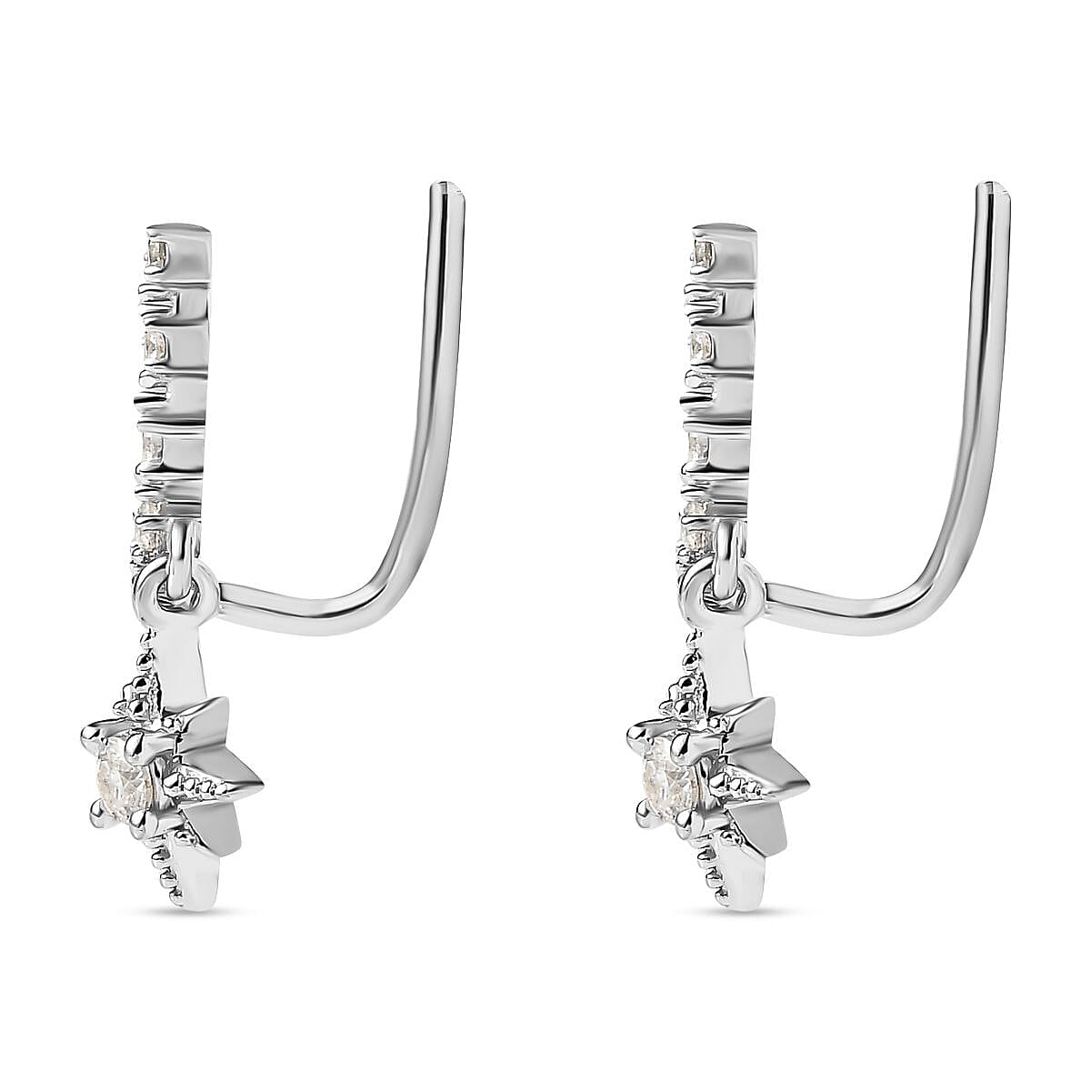 Moissanite Earrings in Platinum Overlay Sterling Silver