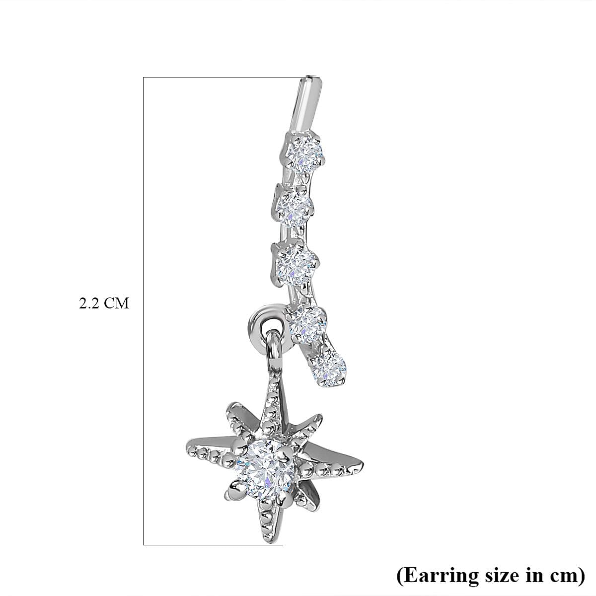 Moissanite Earrings in Platinum Overlay Sterling Silver