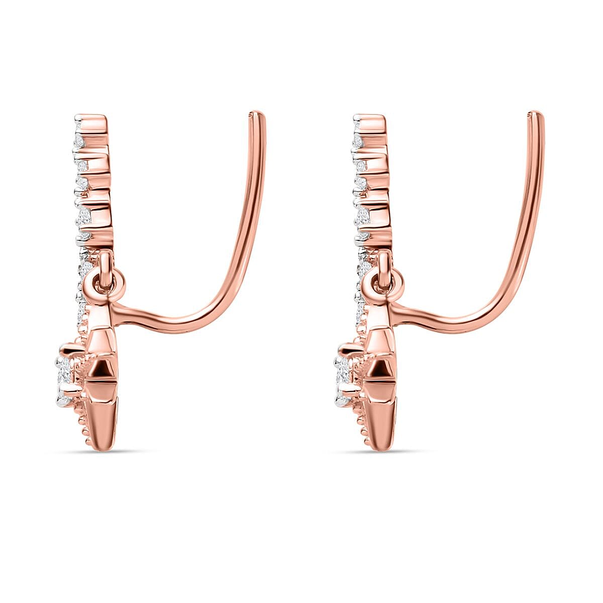 Moissanite Star Earrings in 18K Vermeil Rose Gold Plated Sterling Silver