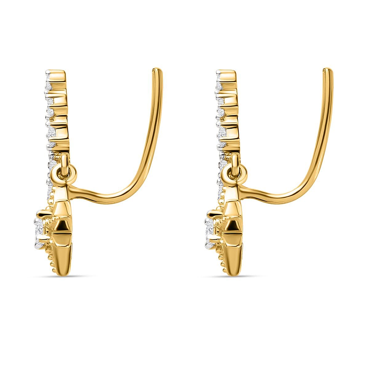 Moissanite Earrings in 18K Vermeil Yellow Gold Sterling Silver