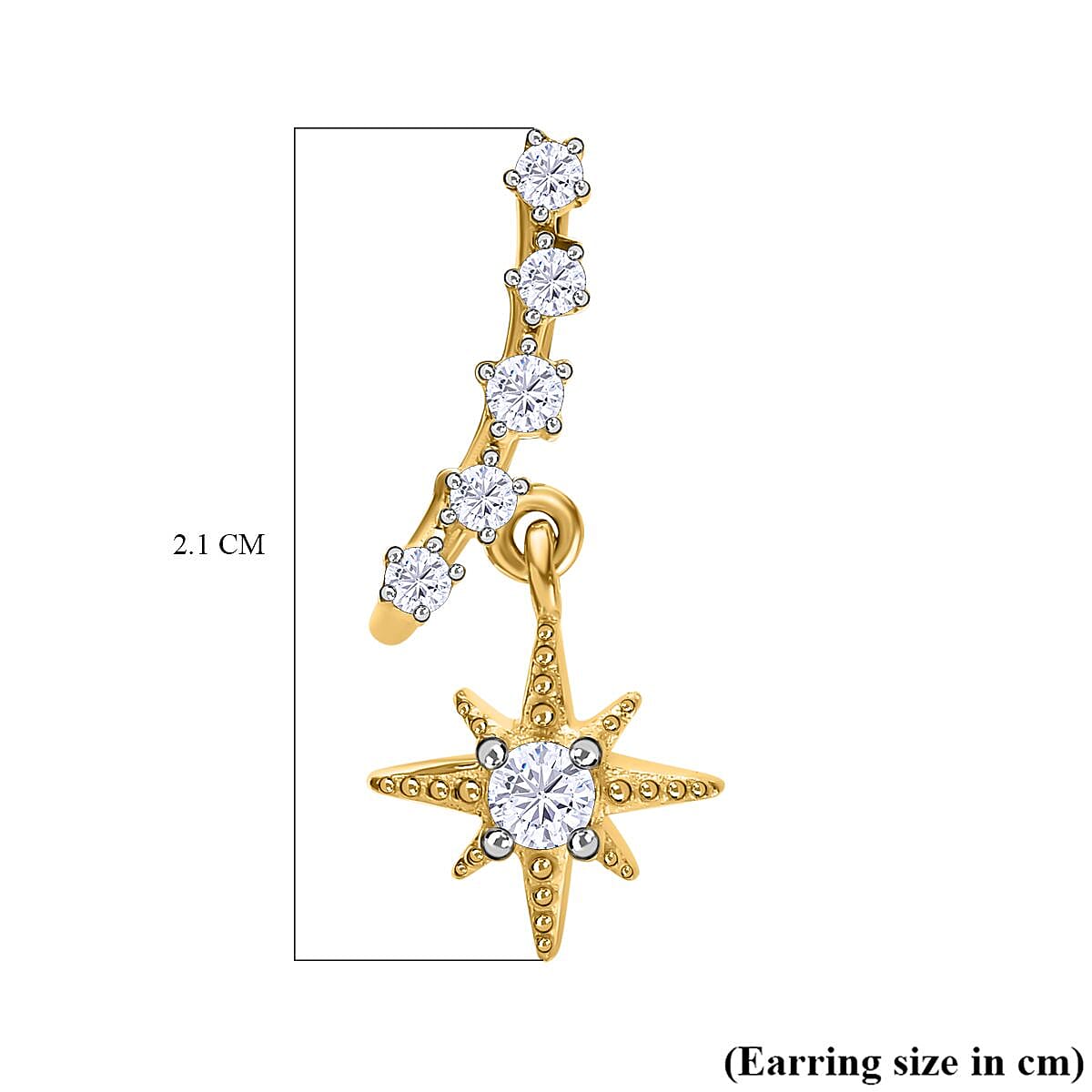 Moissanite Earrings in 18K Vermeil Yellow Gold Sterling Silver