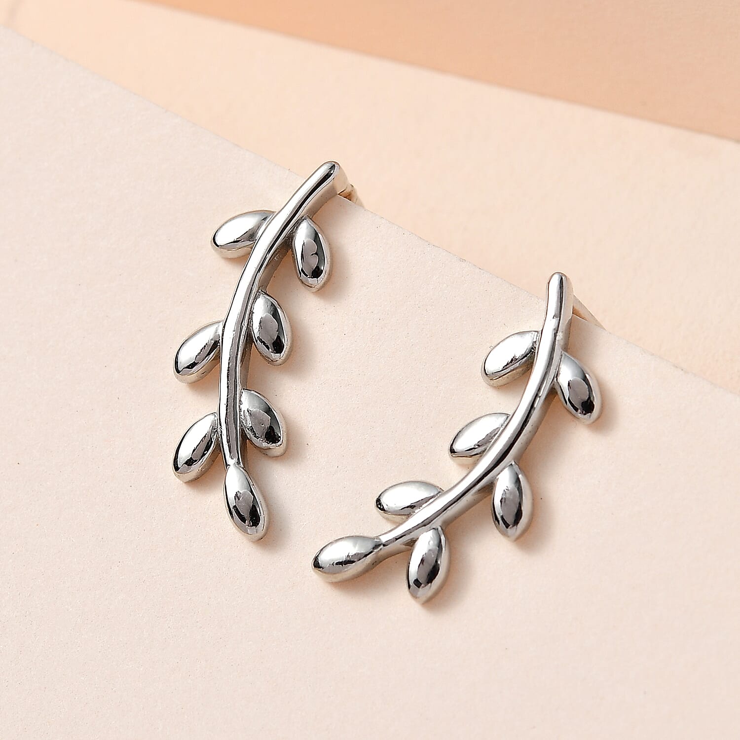 Platinum Overlay Sterling Silver Climber Earrings