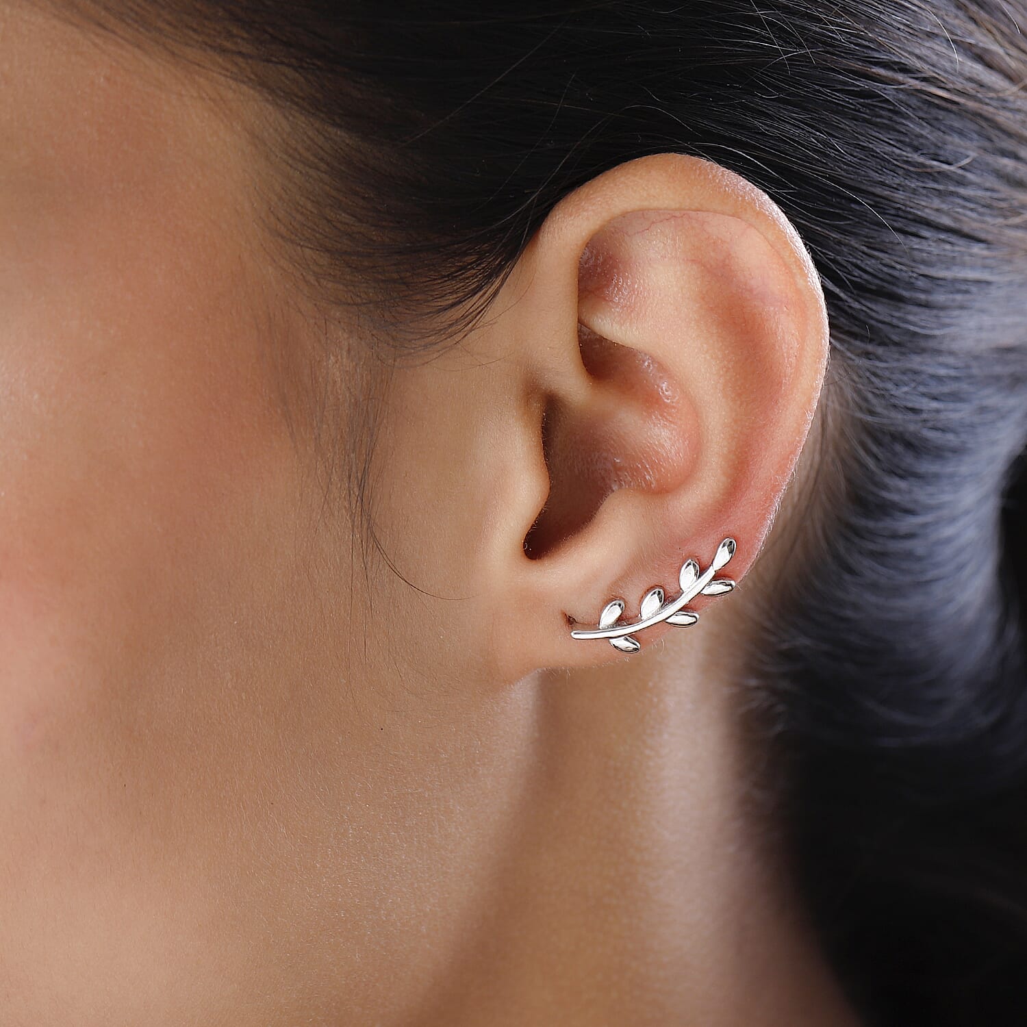 Platinum Overlay Sterling Silver Climber Earrings