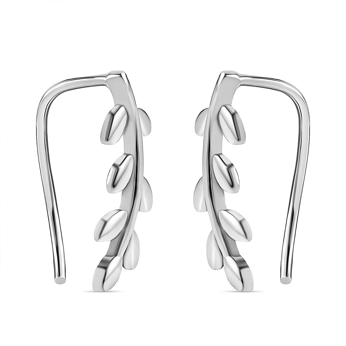 Platinum Overlay Sterling Silver Climber Earrings
