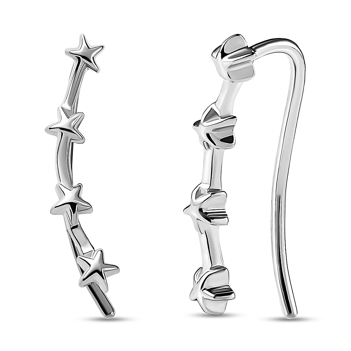 Platinum Overlay Sterling Silver Climber Earrings