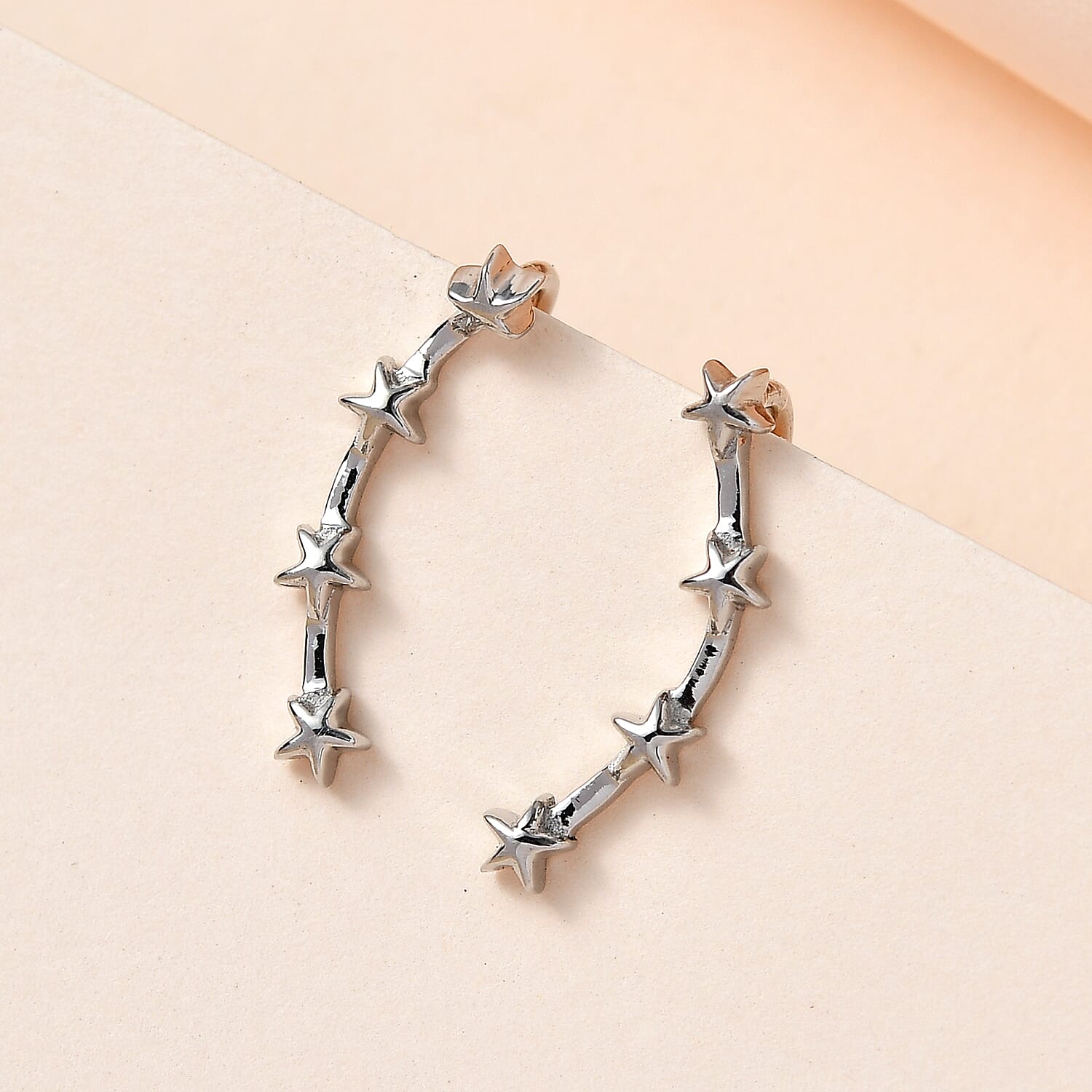 Platinum Overlay Sterling Silver Climber Earrings