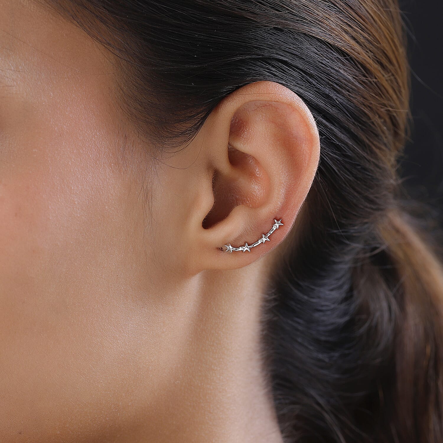 Platinum Overlay Sterling Silver Climber Earrings