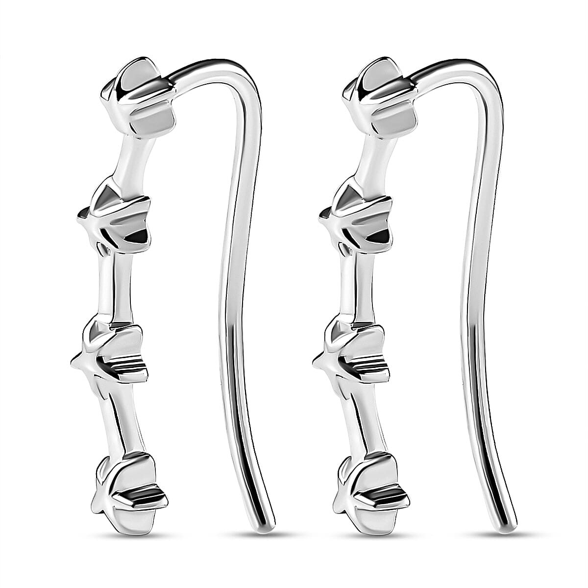 Platinum Overlay Sterling Silver Climber Earrings