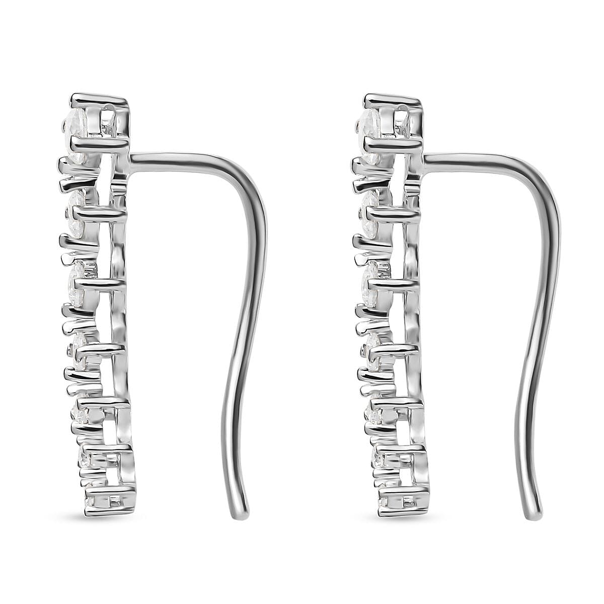 Moissanite Earrings in Platinum Overlay Sterling Silver 1.80 Ct.