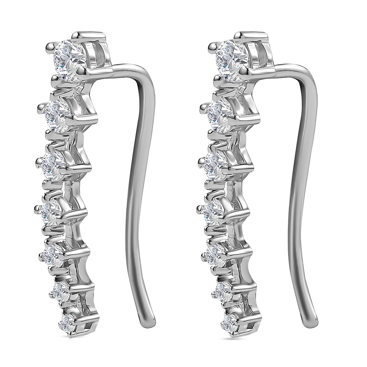 Moissanite Earrings in Platinum Overlay Sterling Silver 1.80 Ct.