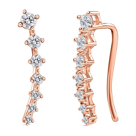 Moissanite Fancy Earring in 18K Vermeil Rose Gold Sterling Silver 0.53 ct 1.784 Ct.