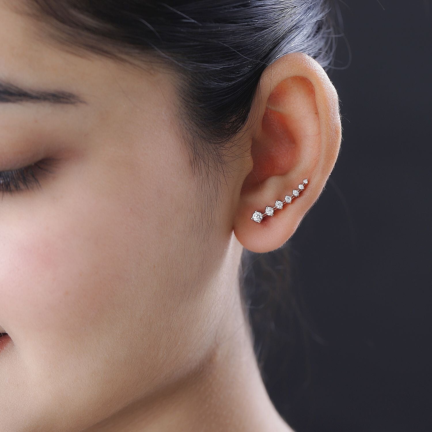 Moissanite Earrings in 18K Vermeil Rose Gold Plated Sterling Silver 1.80