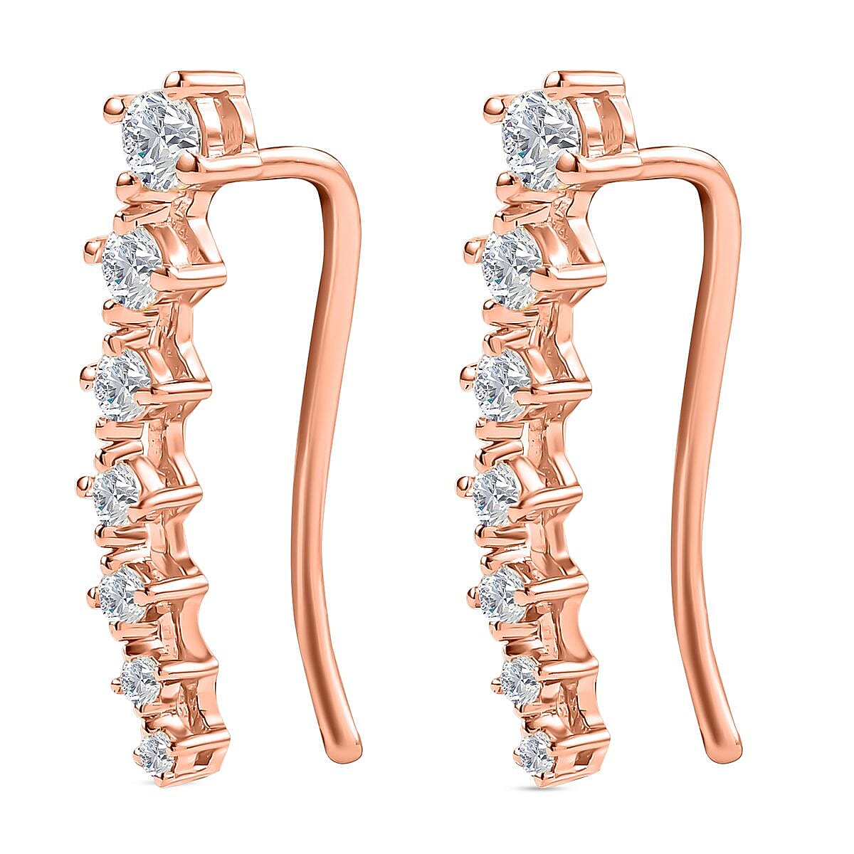 Moissanite Earrings in 18K Vermeil Rose Gold Plated Sterling Silver 1.80