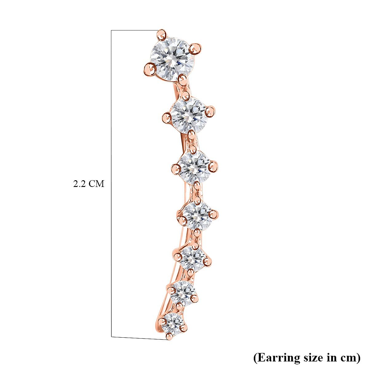 Moissanite Earrings in 18K Vermeil Rose Gold Plated Sterling Silver 1.80