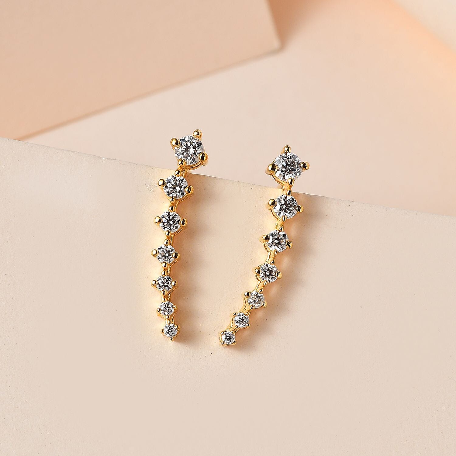 Moissanite  Fancy Earring in Vermeil YG Sterling Silver 0.53 ct  1.784  Ct.