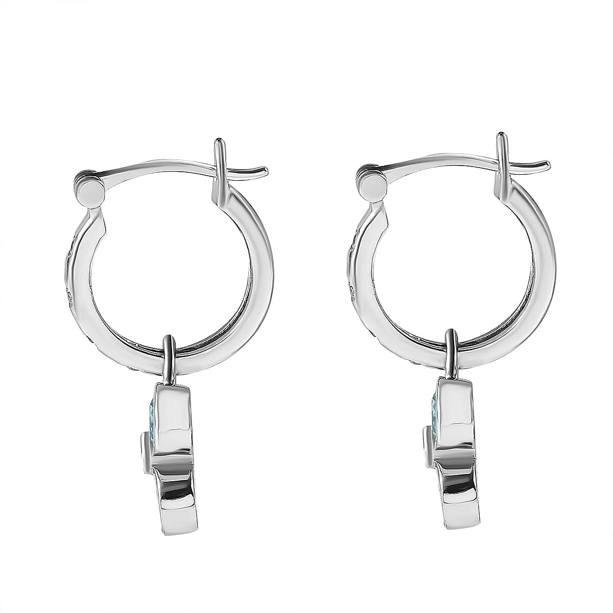 Blue Zircon and Natural Zircon Dangle Earrings in Platinum Overlay Sterling Silver 2.97 Ct, Silver Wt 5.00 GM